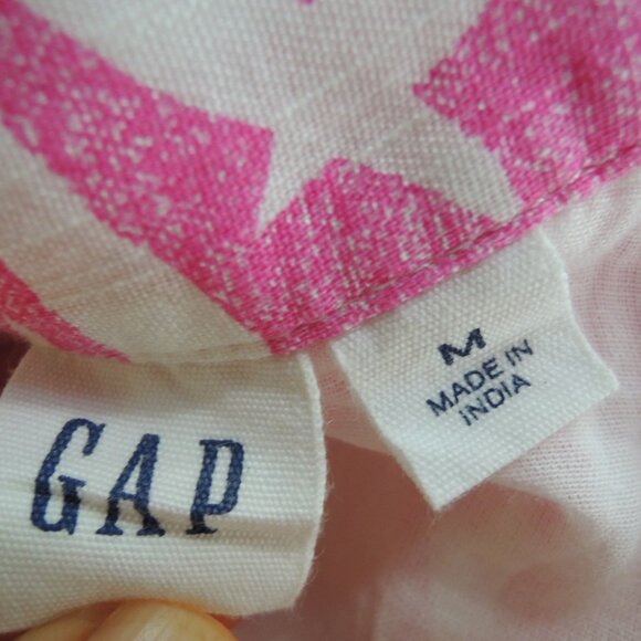 GAP Pink & White Leaf Print V Neck Sun Dress Pink Palm M - Picture 9 of 10